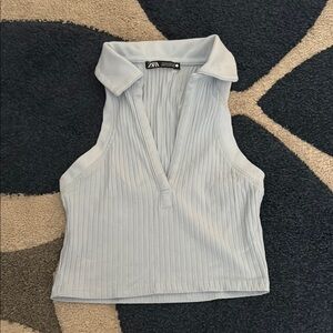 Zara light blue crop top